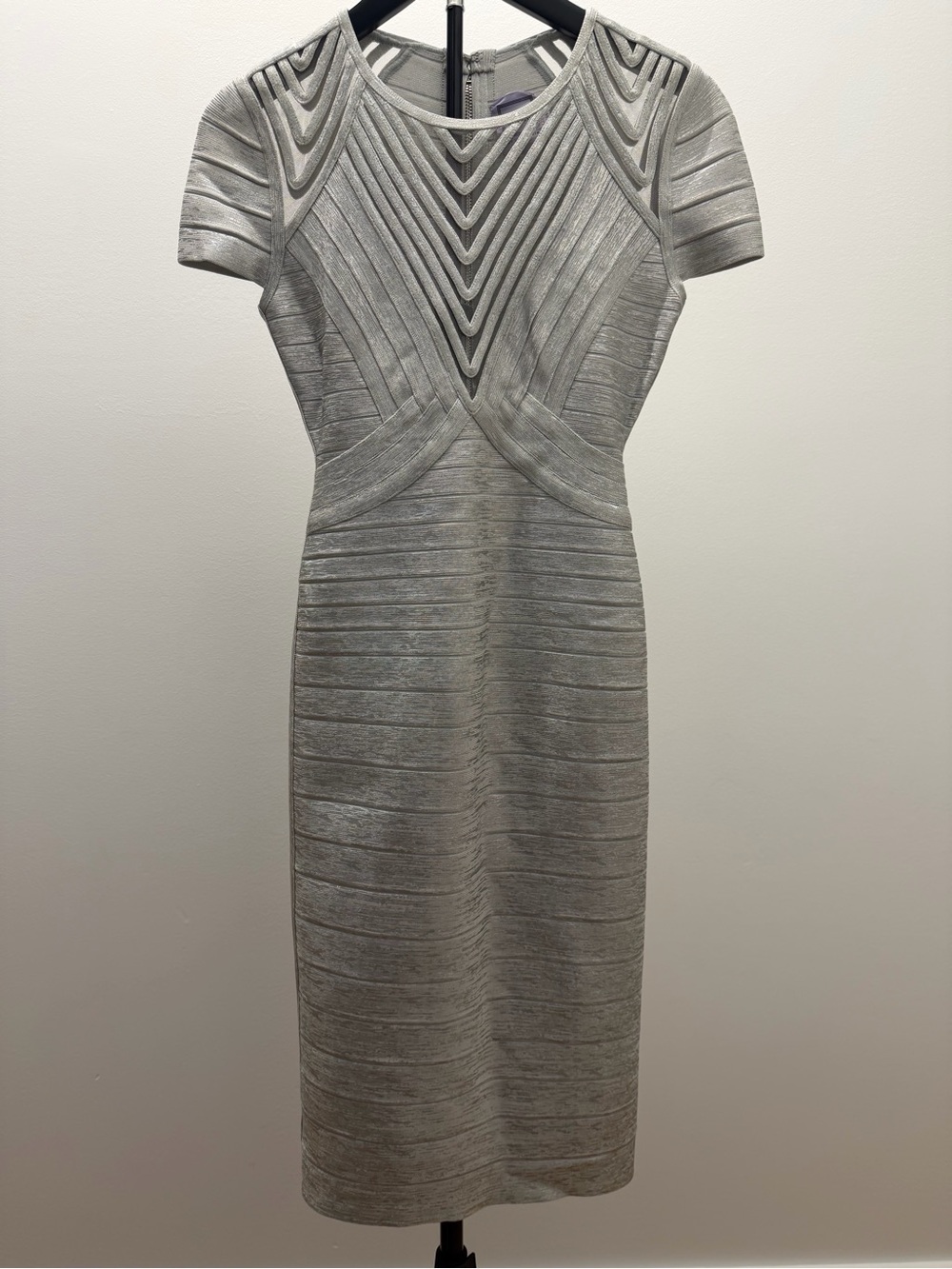Herve Leger Silver Bandage Midi Dress